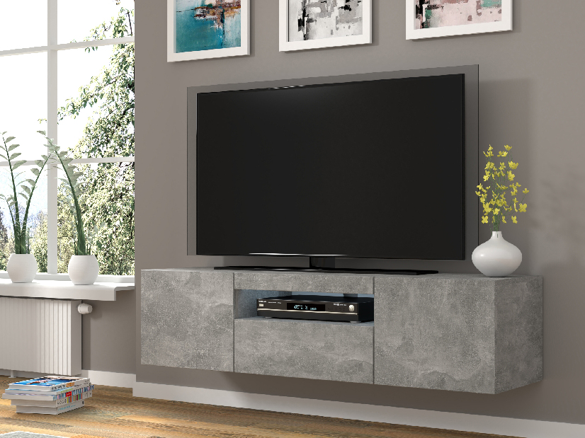 TV asztal/szekrény Aurora (szürke) (LED)