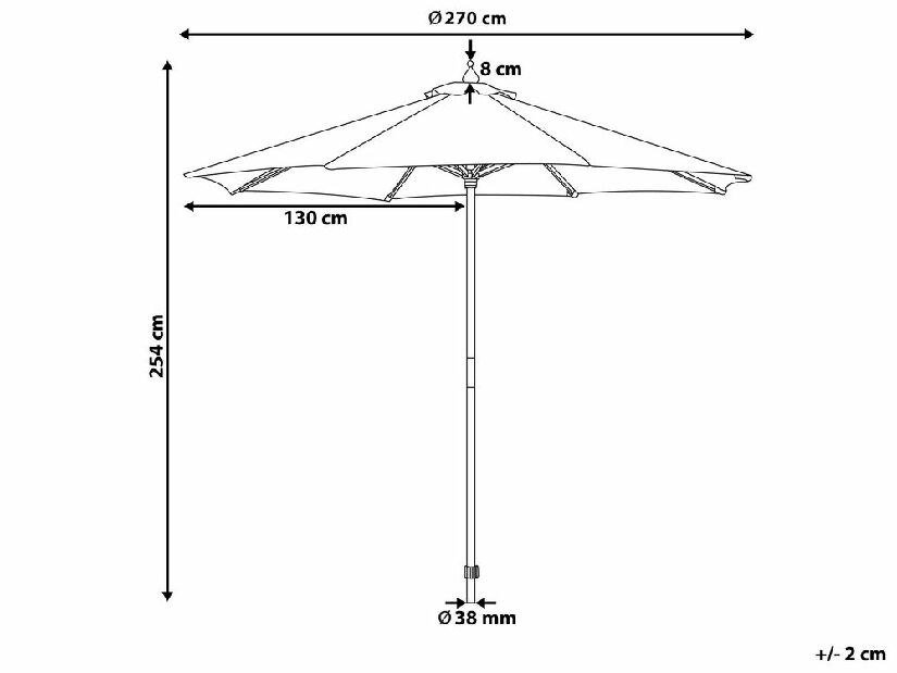 Kerti napernyő 270 cm TRATORIA II (fa) (világospiros)