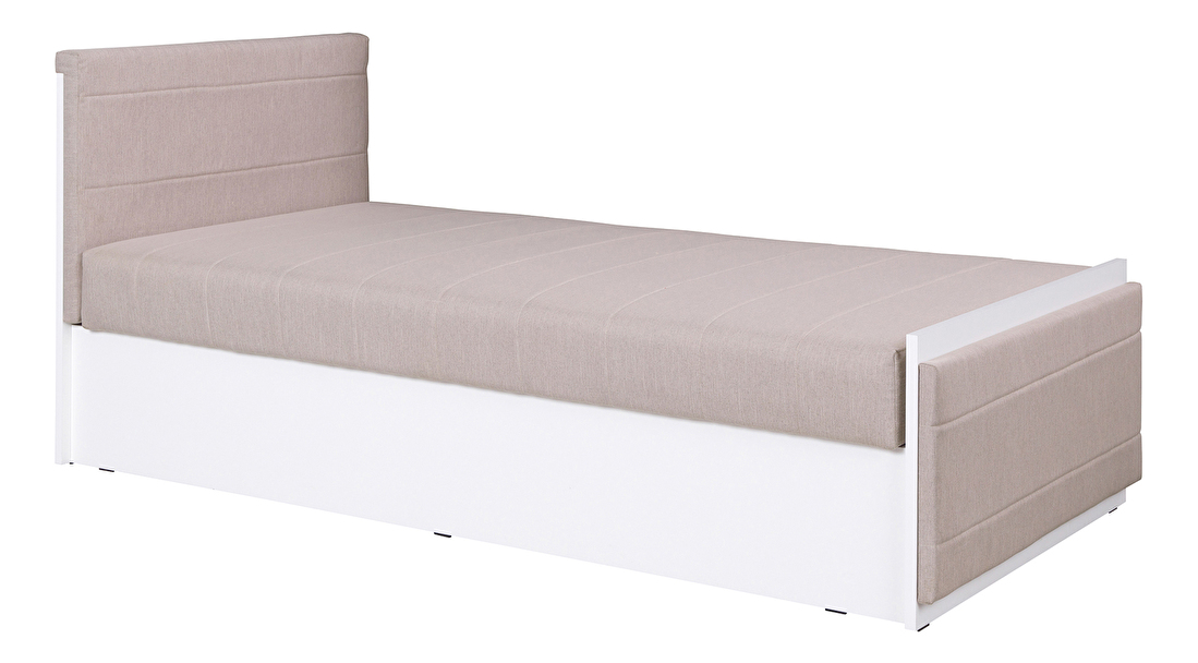 Egyszemélyes ágy 90 cm Iweta P (Matt fehér + bézs) (ágyráccsal és matraccal)