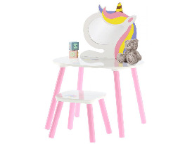 Gyerek fésülkődőasztal zsámollyal Lillyann (fehér + rózsaszín)