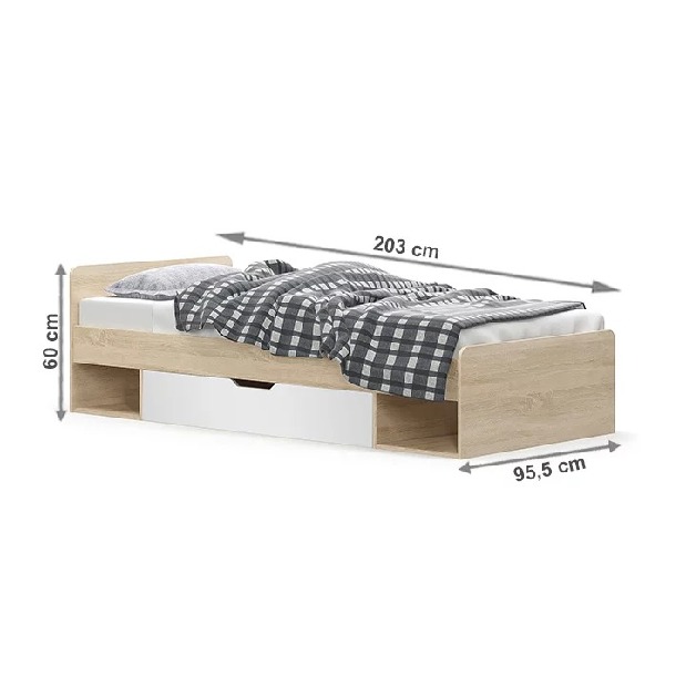 Egyszemélyes ágy 90 cm Thornham 1S/90 (tárhellyel) (fehér) *kiárusítás