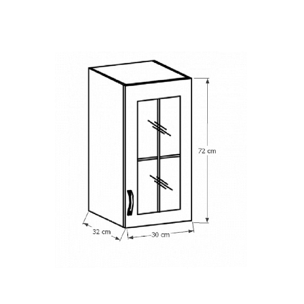 Felső konyhaszekrény üveg elemekkel G30SP Sillina (andersen erdei fenyő)