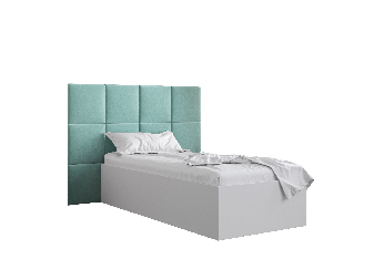 Egyszemélyes ágy kárpitozott fejtámlával 90 cm Brittany 4 (matt fehér + menta) (ágyráccsal)