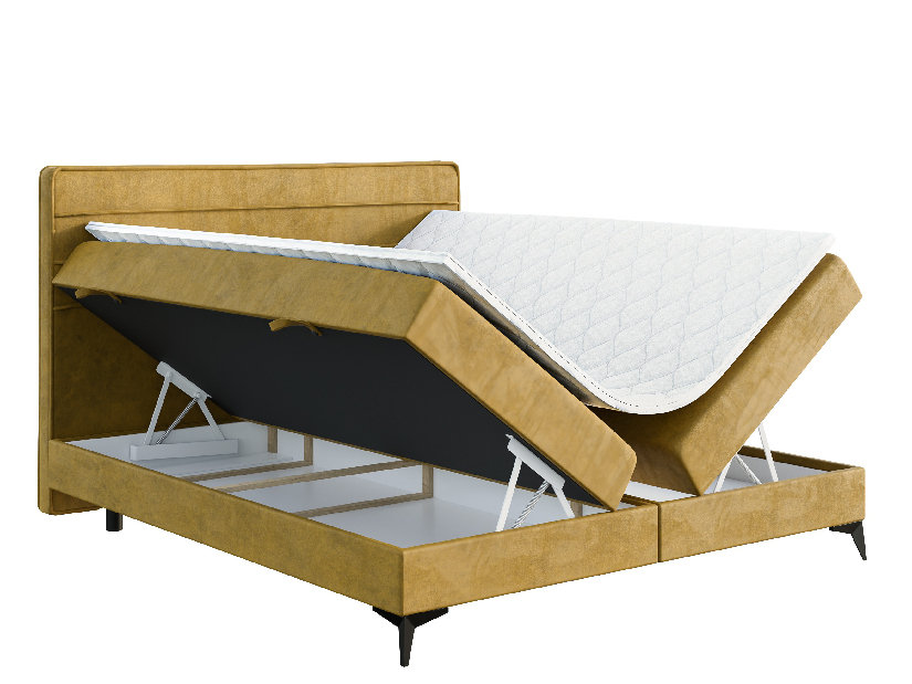 Egyszemélyes ágy Boxspring 120 cm Horazio (sárga) (matraccal és tárolóhellyel)
