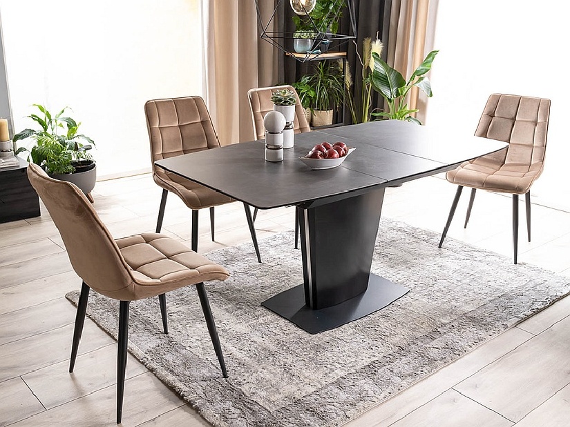 Széthúzható étkezőasztal 120-160 cm Benedict (fekete + fekete) (4 6 fő részére)