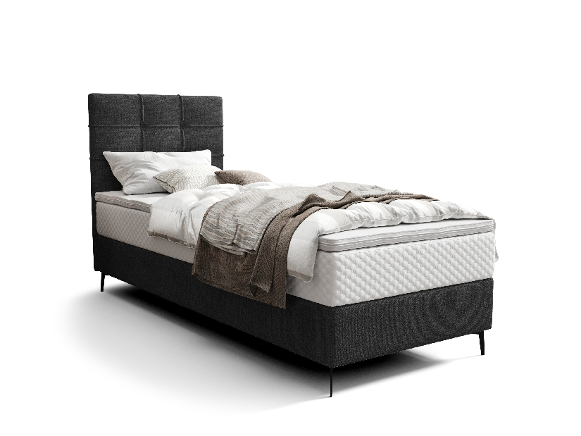 Egyszemélyes ágy 90 cm Infernus Bonell (fekete) (ágyráccsal, tárolóhellyel)