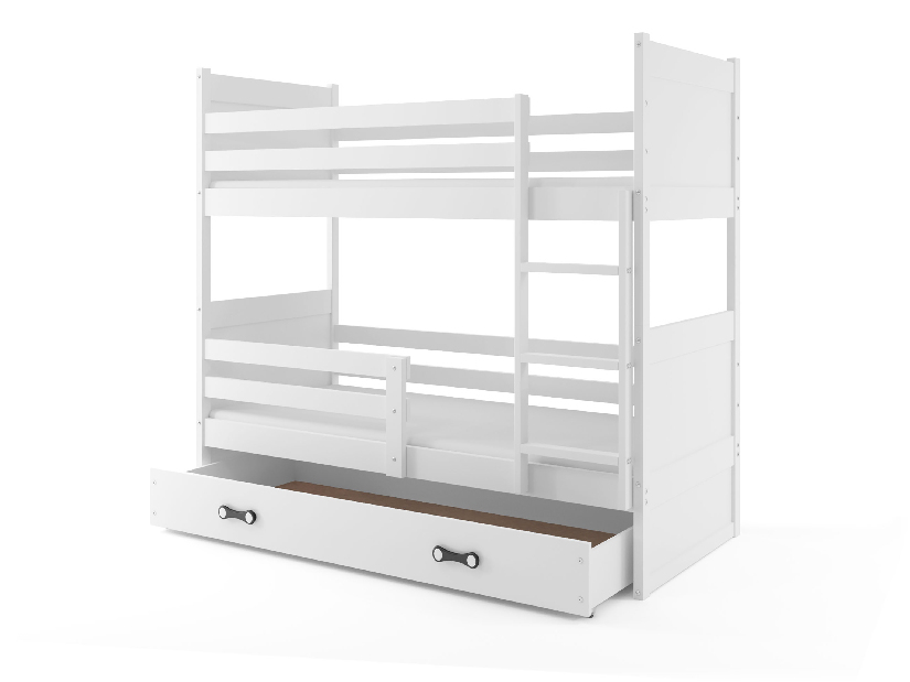 Emeletes ágy 80 x 160 cm Ronnie B (fehér + fehér) (ágyrácsokkal és tárolóhellyel)
