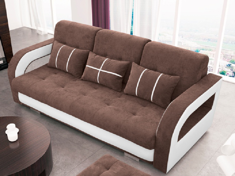 Háromszemélyes kanapé Nyssa (barna + fehér)