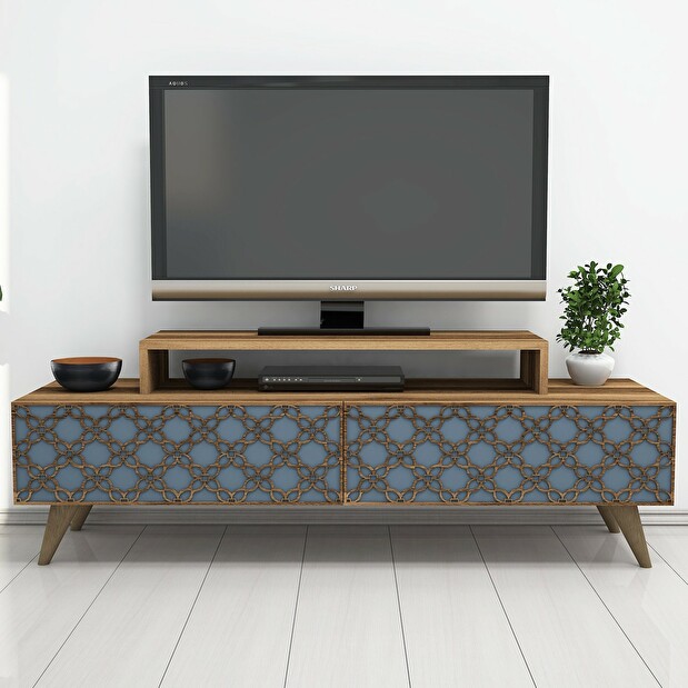 TV asztal/szekrény Curio (dió + kék)
