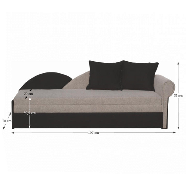 Háromszemélyes kanapé Dorla szürke + fekete (J)