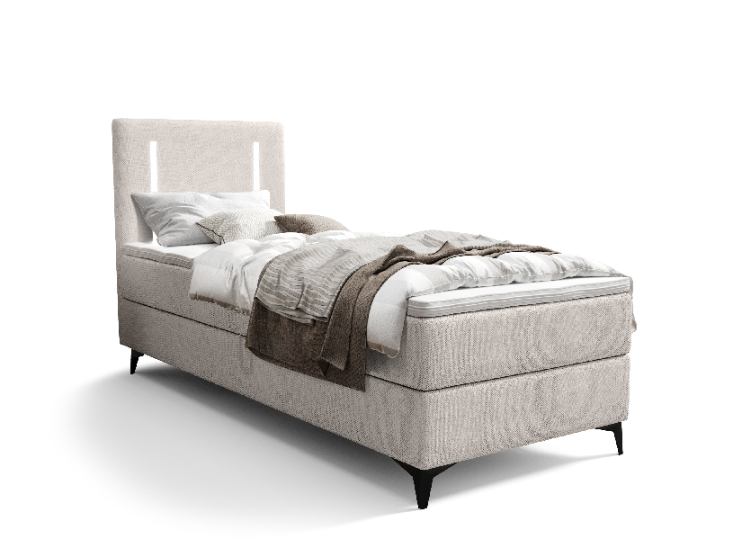 Egyszemélyes ágy 80 cm Ortega Comfort (világosszürke) (ágyráccsal és tárolóhely nélkül) (LED világítás)