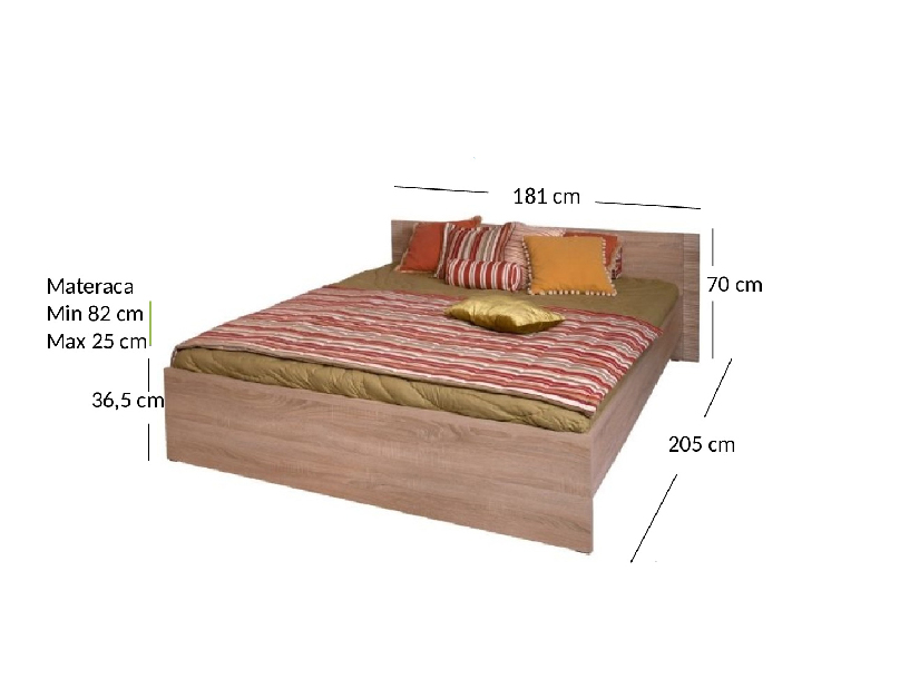 Franciaágy 160 cm Gwenn (szonoma tölgy) (matrac és ágyrács nélkül)