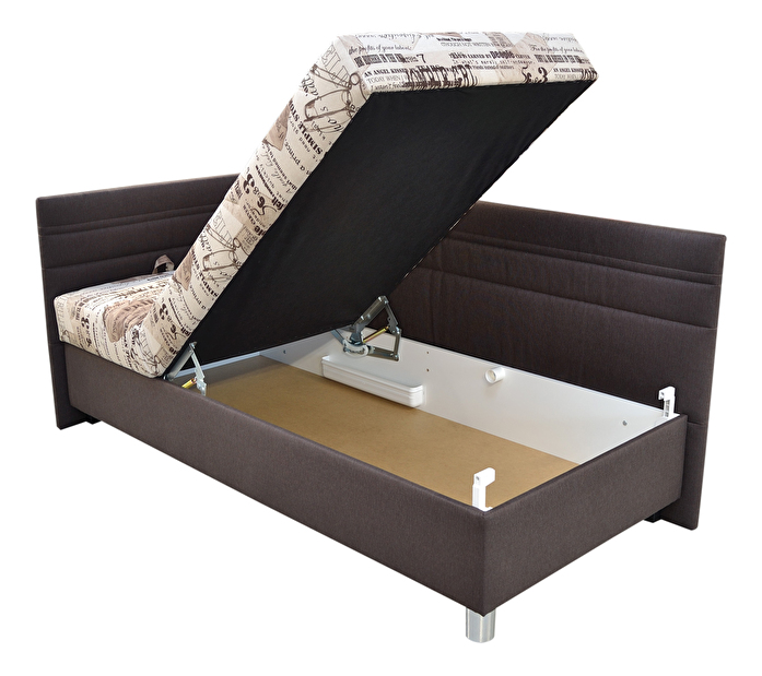 Egyszemélyes ágy 90 cm Porfirio (bézs + barna) (ágyráccsal és matraccal) (B)