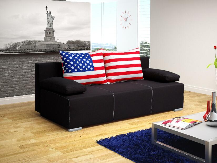 Háromszemélyes kanapé Annice (fekete + USA zászló)