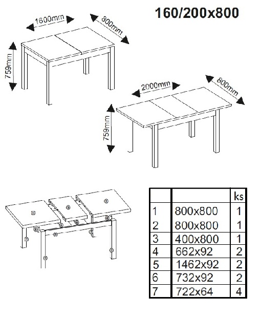 Étkezőasztal 160-200 cm Alene (szonoma tölgy) (6-8 főre)