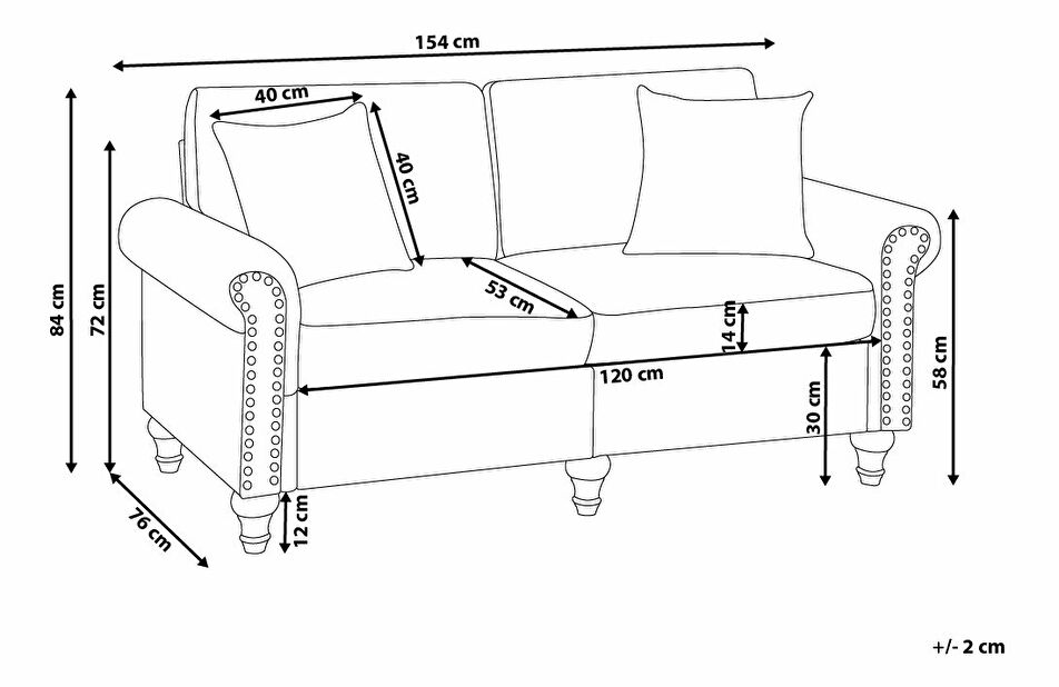 Kétszemélyes kanapé Osby (világosszürke)