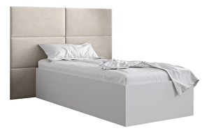 Egyszemélyes ágy kárpitozott fejtámlával 90 cm Brittany 2 (matt fehér + krém) (ágyráccsal)