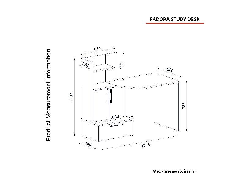 PC asztal Pandora (fehér + dió)