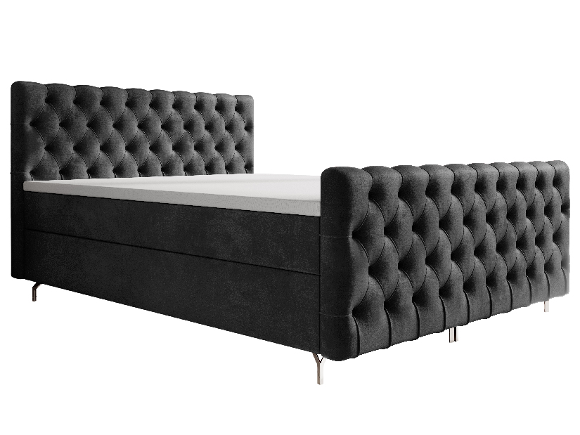 Egyszemélyes ágy 120 cm Clinton Bonell (fekete) (ágyráccsal, tárolóhellyel)