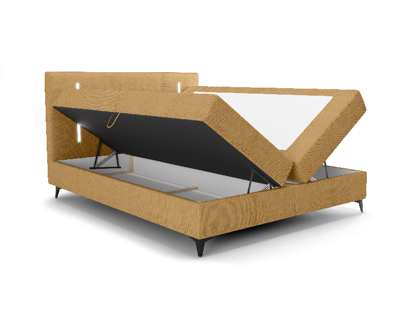 Egyszemélyes ágy 120 cm Ortega Bonell (mustár) (ágyráccsal, tárolóhellyel) (LED világítás)
