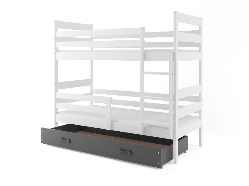 Emeletes ágy 80 x 160 cm Eril B (fehér + grafit) (ágyrácsokkal és tárolóhellyel)