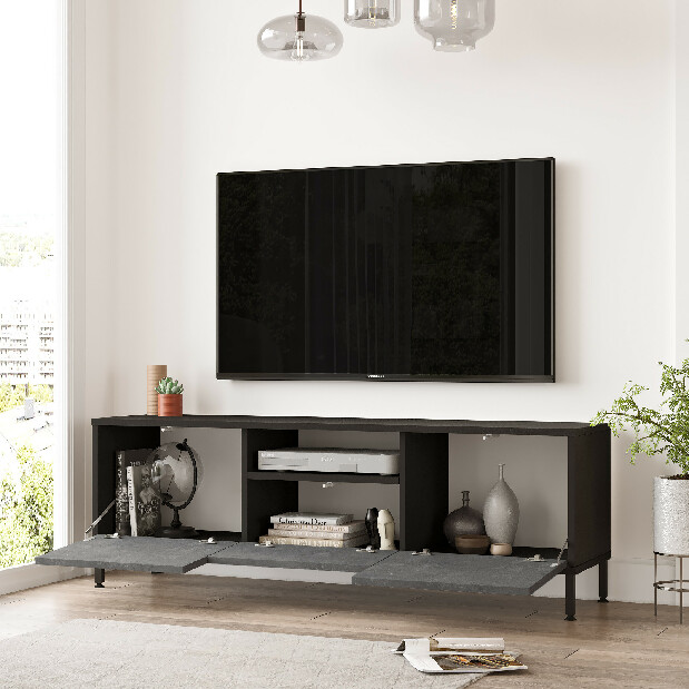TV asztal/szekrény Ladislava 2 (ezüst + fekete)