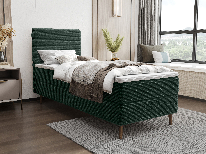 Egyszemélyes ágy 90 cm Napoli Bonell (zöld) (ágyráccsal és tárolóhely nélkül)