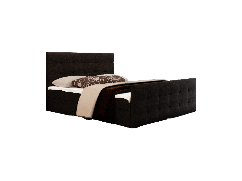 Franciaágy Boxspring 200 cm Milagros Comfort 2 (fekete) (matraccal és tárolóhellyel)