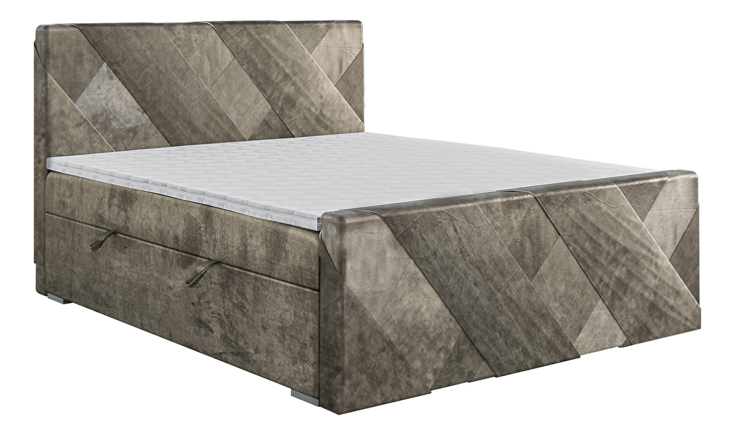 Egyszemélyes ágy Boxspring 120 cm Galand (szürkésbarna) (matraccal és tárolóhellyel)