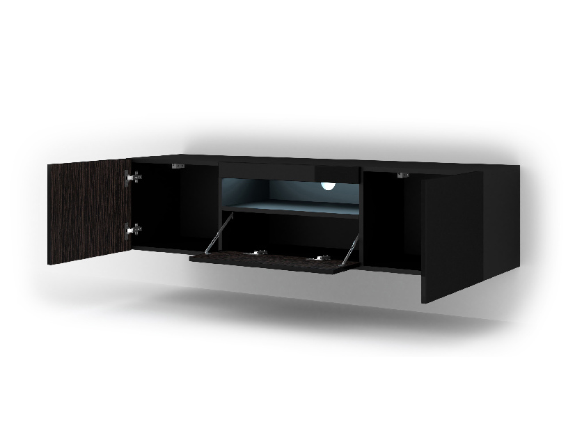 TV asztal/szekrény Aurora (fényes fekete) (LED)