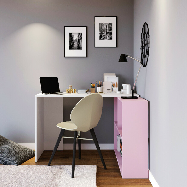 PC asztal Candice (fehér + rózsaszín)