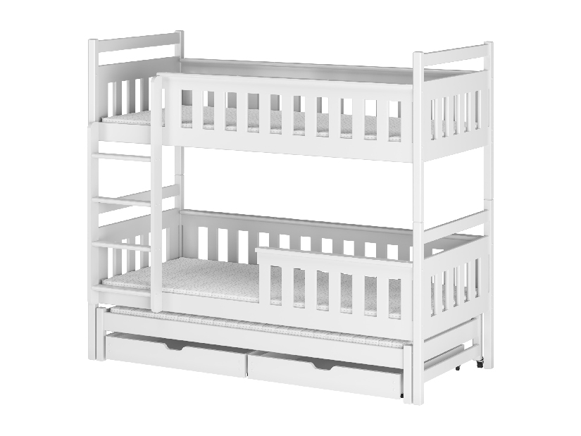 Gyerekágy 90 x 190 cm KARLA (ágyráccsal és tárolóhellyel) (fehér)