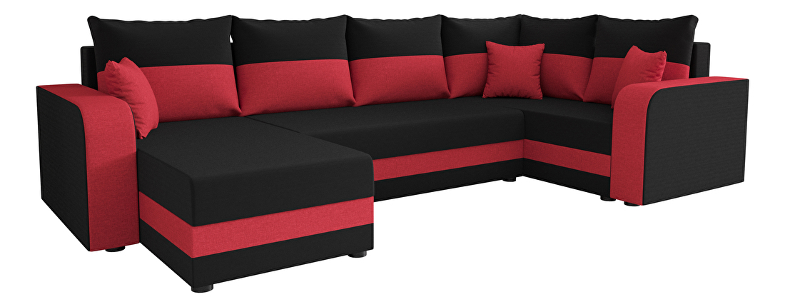 Sarok ülőgarnitúra Harmony Long (fekete + piros) (J)