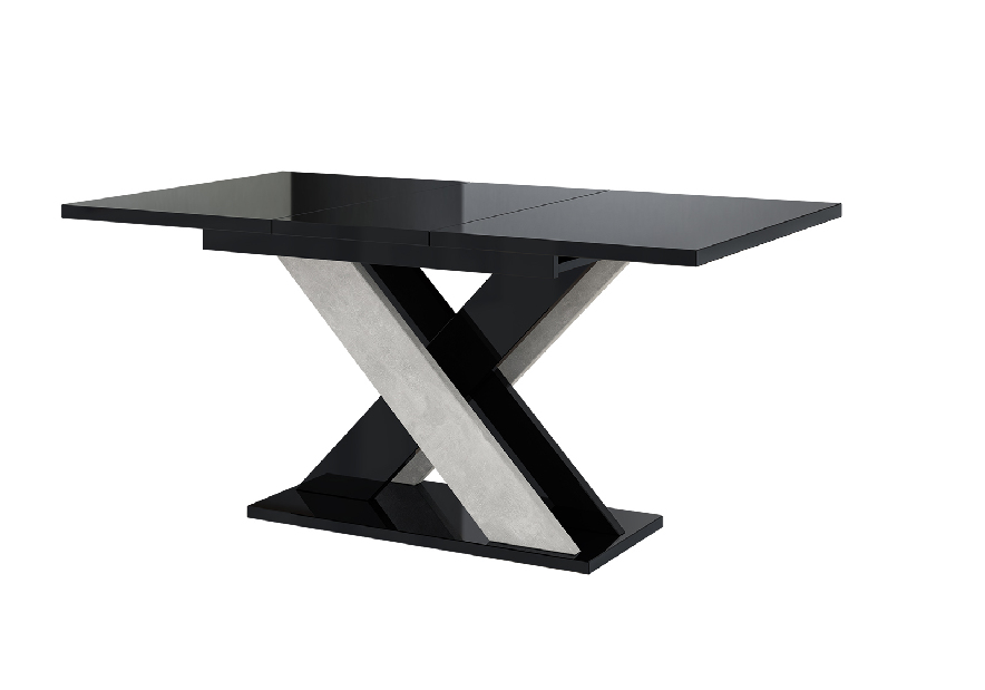 Étkezőasztal Xalin (fényes fekete + kő) (4-6 fő részére)