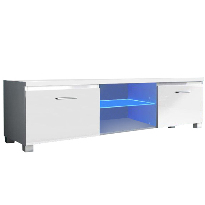 TV asztal/szekrény Lugo 2 (fehér + extra magasfényű fehér) (világítással)