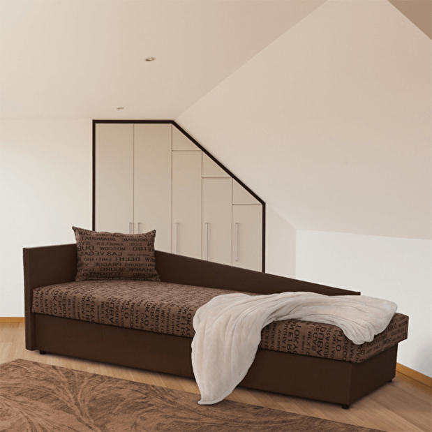 Egyszemélyes ágy (dívány) 80 cm Jeannine (barna) (tárhellyel) (B)