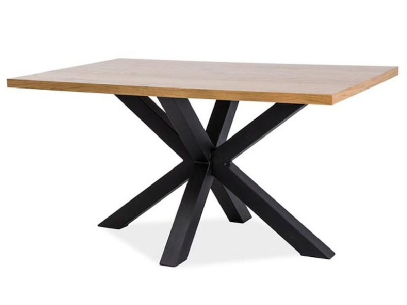 Étkezőasztal 180 cm Cecily (tölgy + matt fekete) (6 8 fő részére)