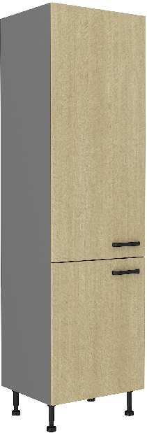 Konyhai élelmiszeres szekrény a hűtőhöz Scarmi 60 LO-215 2F (Antracit + Herringbone scandi)