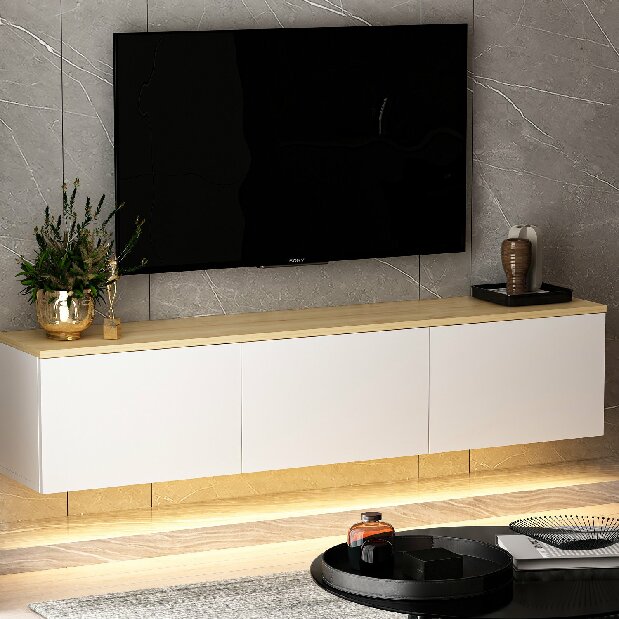 TV asztal/szekrény Nobi (fehér + tölgy)