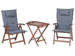 Kerti bútor szett TRATORIA (sötétpiros + kék párnák ) (2 fő részére)