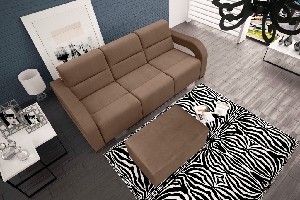 Háromszemélyes kanapé Alison (világosbarna) (taburettel)