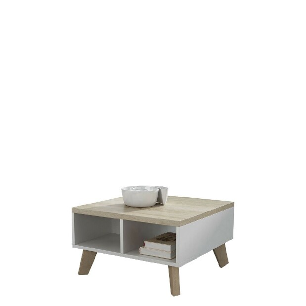 Dohányzóasztal Solara -60 (brilliáns fehér matt + sonoma tölgy)