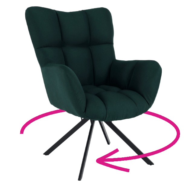 Fotel Kimora (sötétzöld + fekete)
