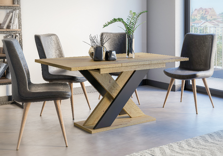 Étkezőasztal Xalin (artisan + fekete) (4-6 fő részére)