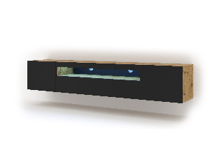 TV asztal/szekrény Aurora 200 (artisan tölgy + matt fekete)(LED)