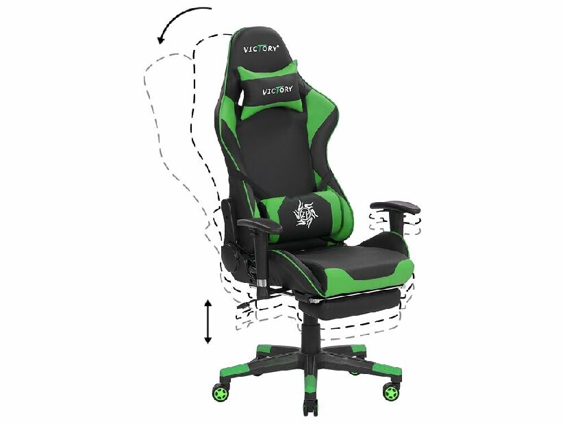 Irodai szék VITTORE (szintetikus bőr) (fekete + zöld)