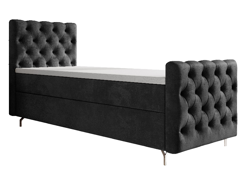 Egyszemélyes ágy 90 cm Clinton Comfort (fekete) (ágyráccsal és tárolóhely nélkül)