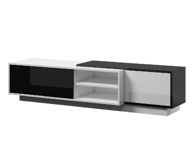 TV asztal Sitar (fehér + fényes fekete)