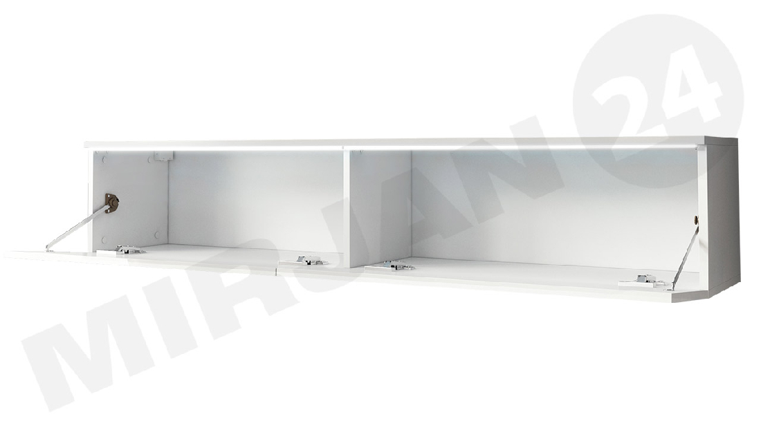 TV asztal/szekrény Mirjan Dilune 140 (fehér + fényes fehér) (világítás nélkül)