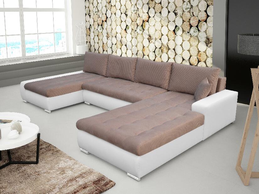 U-alakú sarok kanapé Nemisa U (barna + fehér) (J)